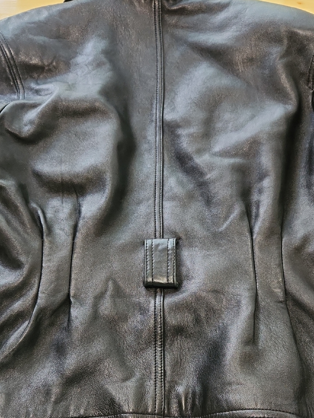 VINTAGE 80s Shoulder Pad Belted Tannery West Women's Black Leather Jacket M - Picture 15 of 16